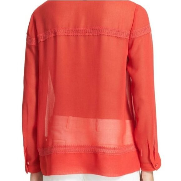 THE KOOPLES  Chiffon Lace Up Blouse Size Small - Picture 2 of 10